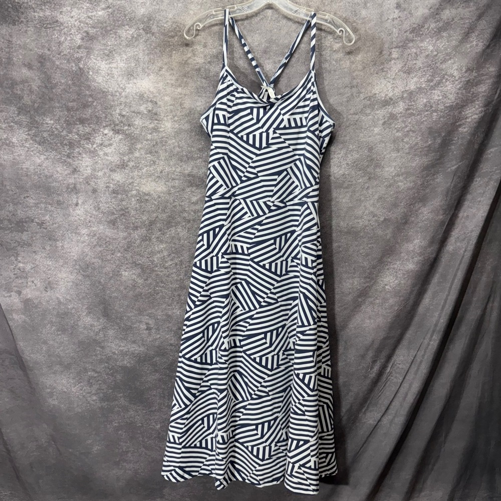 Pact Fit & Flare Midi Dress Size XXL Navy White Cool Mixed Stripe Racerback